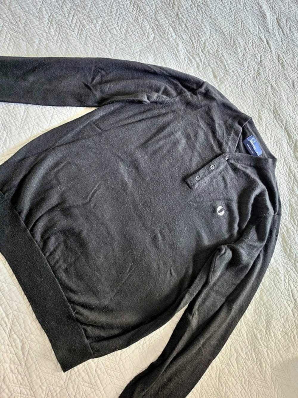 Fred Perry Black Merino Wool Polo Size Medium Like New